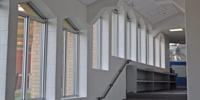 École Montrose Junior High School interior stairway