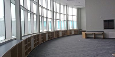 Robert W Zahara Public School interior floor to ceiling windows